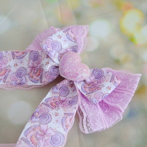 Gotowa kokarda do włosów - pastelowa fioletowa kokarda do włosów wróżka kei decora lolita harajuku moda uliczna neko kokarda klips księżniczka moda kawaii od Nekollars