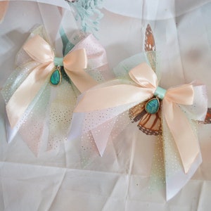 MtO - Two pcs Hair bows - Pastel Beige fairy kei hairbow decora lolita harajuku fashion neko bow clip fashion kawaii by Nekollars