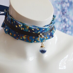Made to Order - Ddlg day collar - Blue Night - Moon and stars  kittenplay play cute pastel choker - kawaii neko necklace by Nekollars