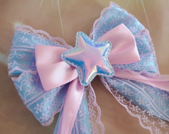 Made to Order - Hair bow - pastel pink blue - fairy kei decora lolita harajuku romantic victorian pastelgoth goth princess fashion kawaii