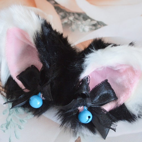 Made to Order Kitten Play Clip on Cat Ears With Ribbon Bows Etsy