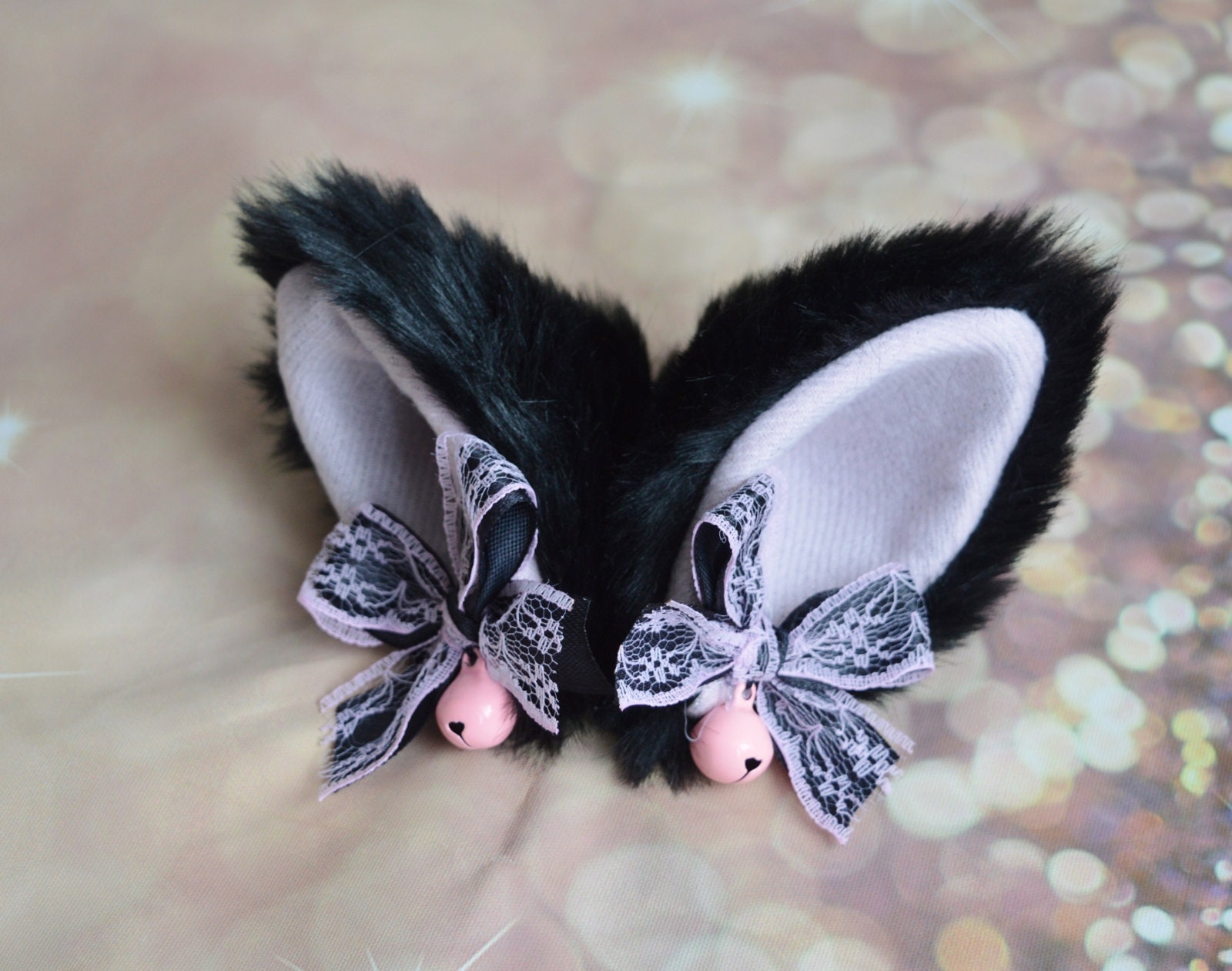Made to Order Kitten Play Clip Cat Ears With Ribbon Bows Etsy