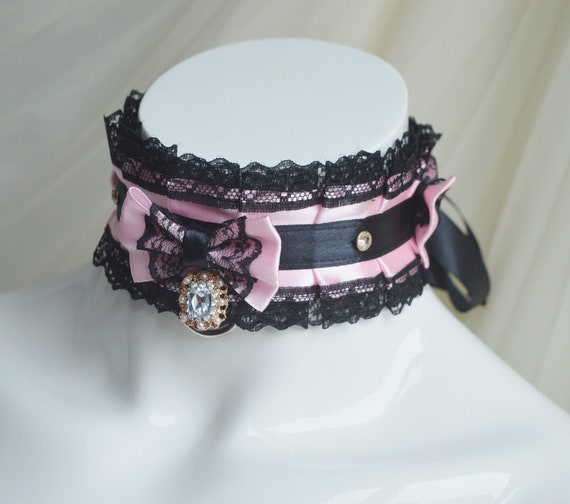 Premade Kitten Play Collar Elise Daddy Kink Black And Pink