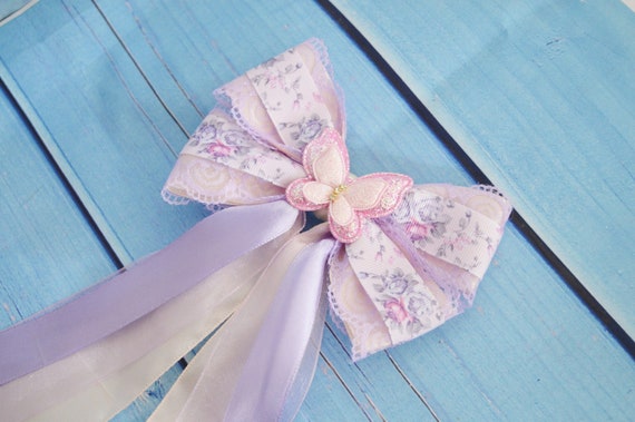 Fairy Ribbon Bow in Pink and Blue