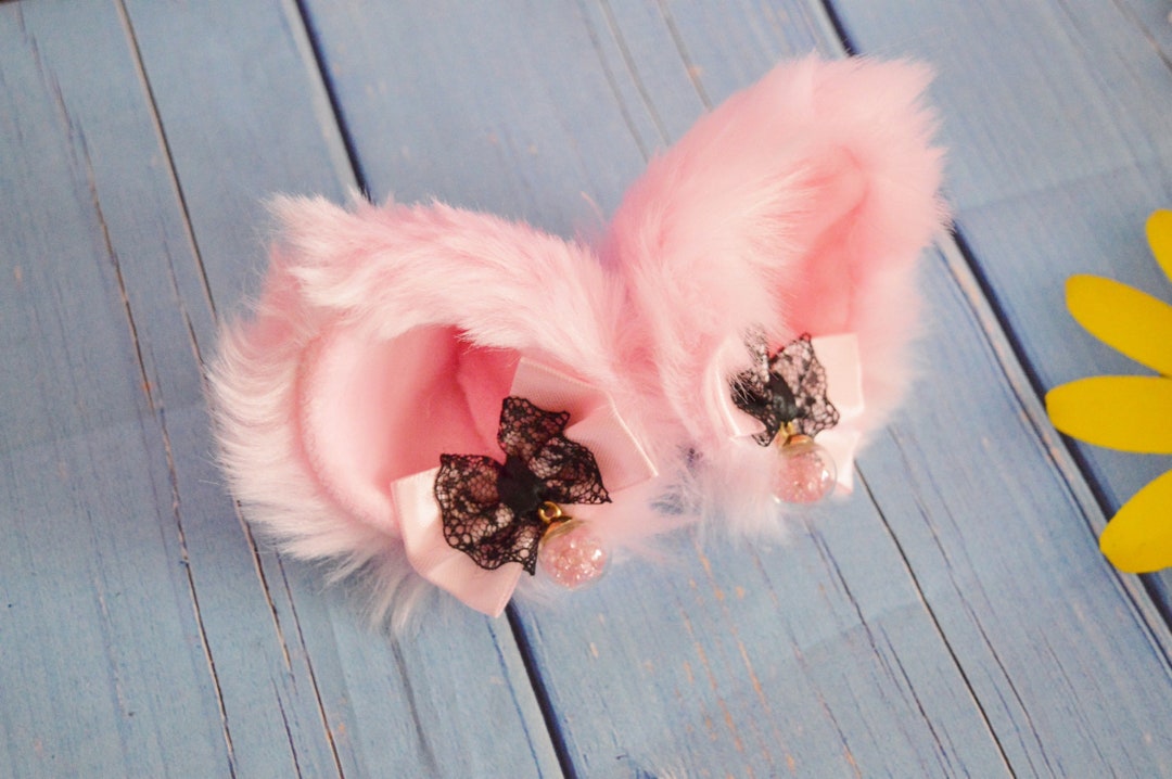 Mto Kitten Play Clip on Cat Ears With Ribbon Bows and Bell Etsy