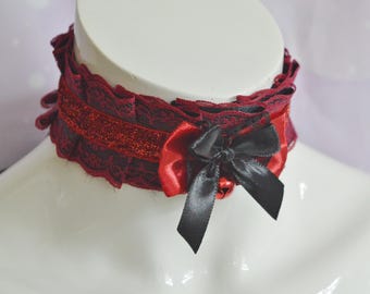 Premade Kittenplay day collar - Ballitha - ddlg mdlg cgl - kitten petplay adult pet choker daddy kink gothic necklace - Handmade Nekollars