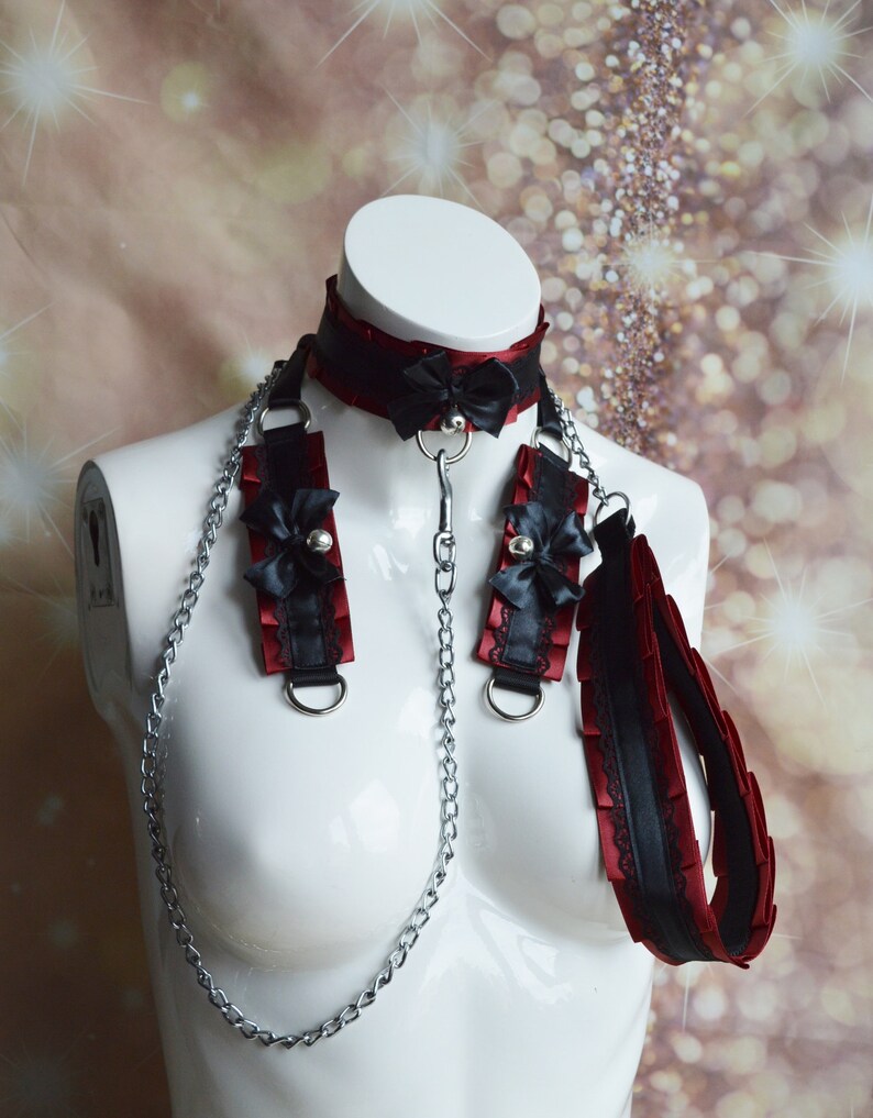 Made to Order Kitten play collar leash and cuffs set Demon Etsy