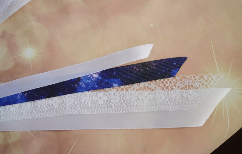 Blue galaxy printed with Star Blue and white lolita harajuku romantic anime princess fashion kawaii hairbow Made to Order Hair bow