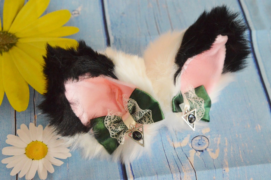 Mto Kitten Play Clip on Cat Ears With Ribbon Bows and Charms Neko