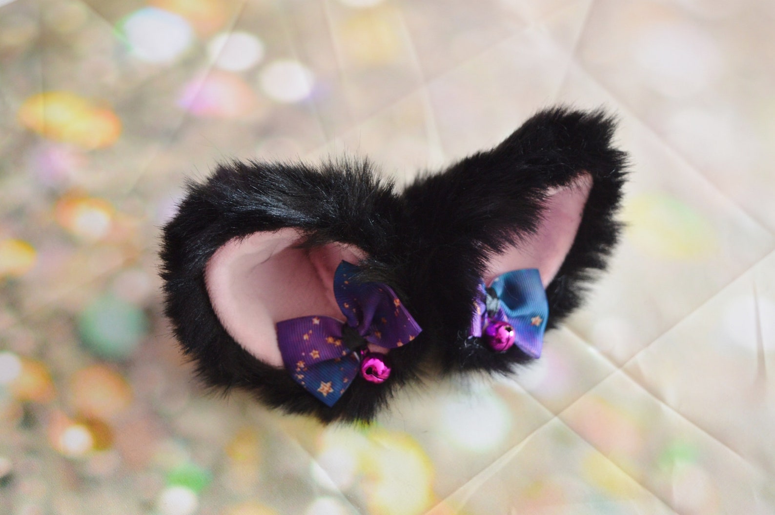 MtO Kitten play clip on cat ears with ribbon bows and bell Etsy