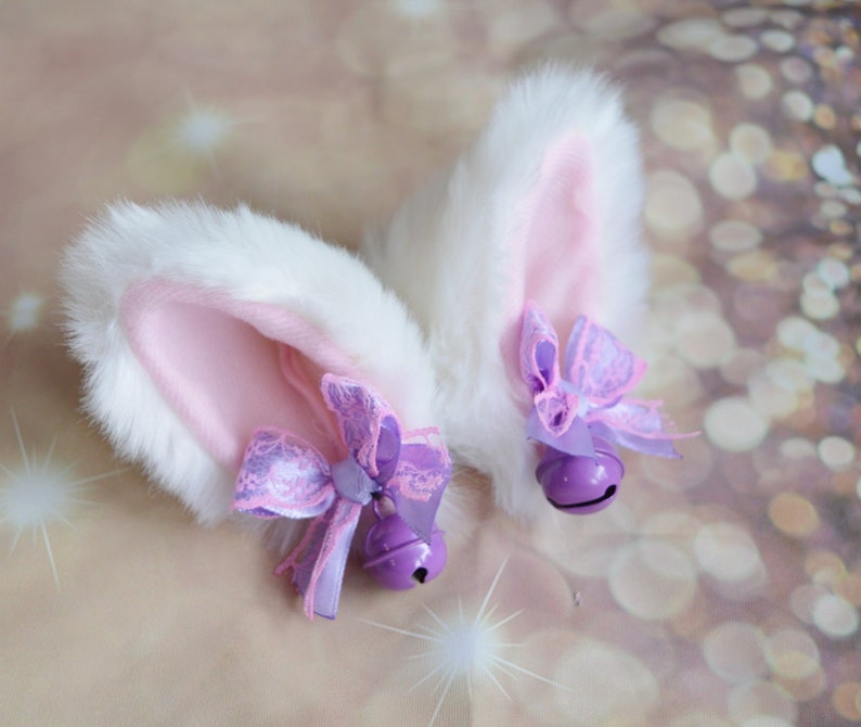 Made to Order Kitten Play Clip Cat Ears With Ribbon Bows and Etsy