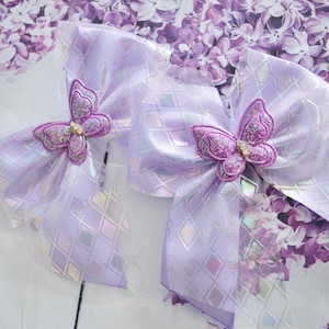 MTO - Two Hairbows - Pastel Lilac & White fairy kei hairbow decora lolita harajuku fashion neko bow clip fashion kawaii by Nekollars