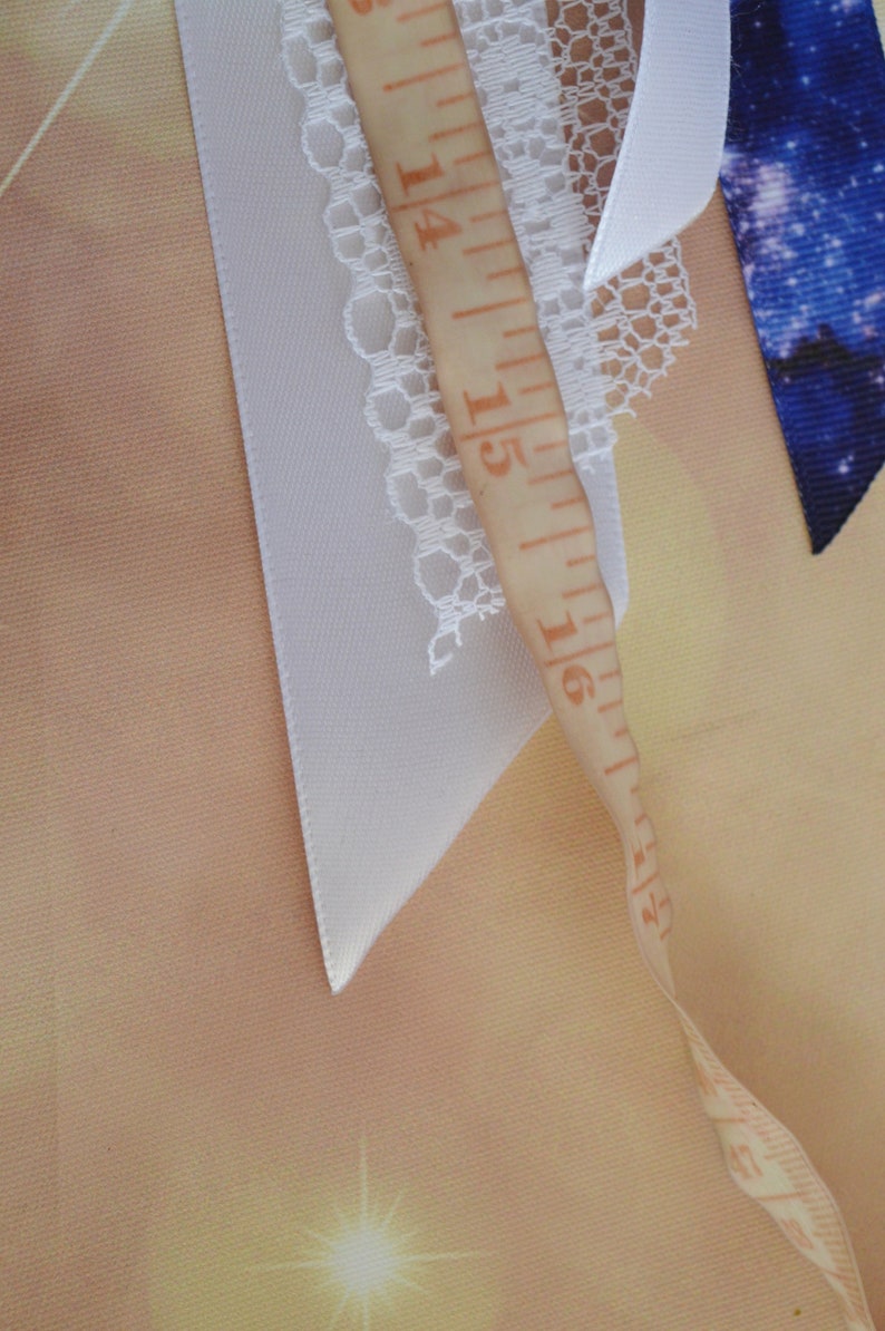 Blue galaxy printed with Star Blue and white lolita harajuku romantic anime princess fashion kawaii hairbow Made to Order Hair bow