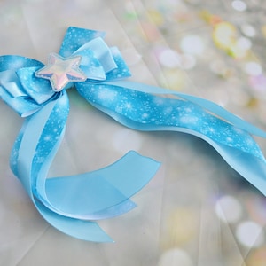 Gotowa kokarda do włosów z gwiazdą - pastelowa niebieska kokarda do włosów fairykei decora lolita harajuku moda uliczna neko clip księżniczka moda kawaii od Nekollars
