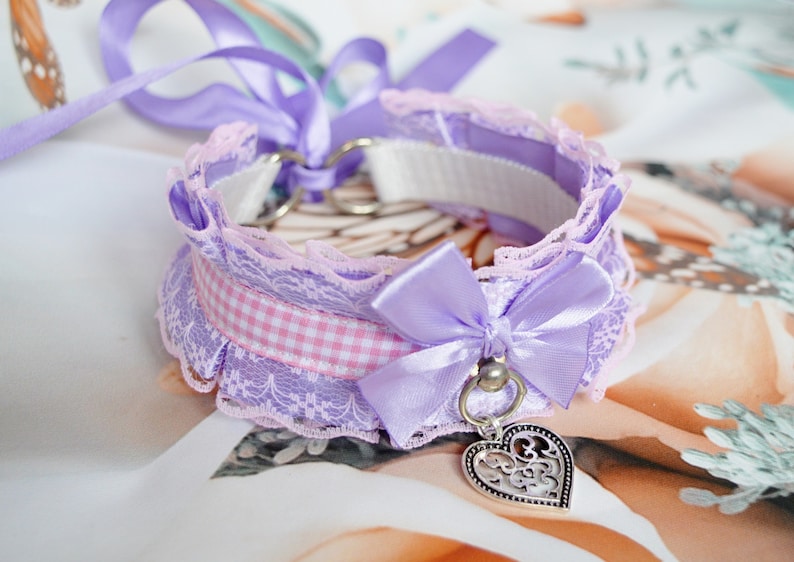 cute collar necklace pastel harajuku fairy kei girly accessories for cosplay pink purple MtO Lolita kawaii choker Country princess