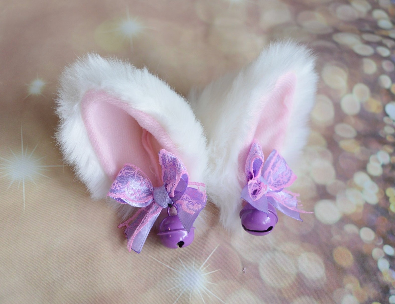 Made to Order Kitten Play Clip Cat Ears With Ribbon Bows and Etsy