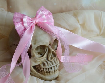 MtO - Hair bow - pastel pink - fairy kei hairbow decora lolita harajuku street fashion romantic victorian fashion kawaii costume