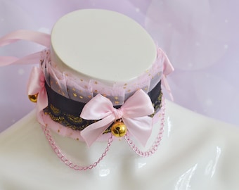 Coleira Kittenplay pré-fabricada para o dia a dia - Perlinna - Fantasia de princesa DDLG mdlg cgl - Gargantilha Kitten Petplay para papai - por Nekollars