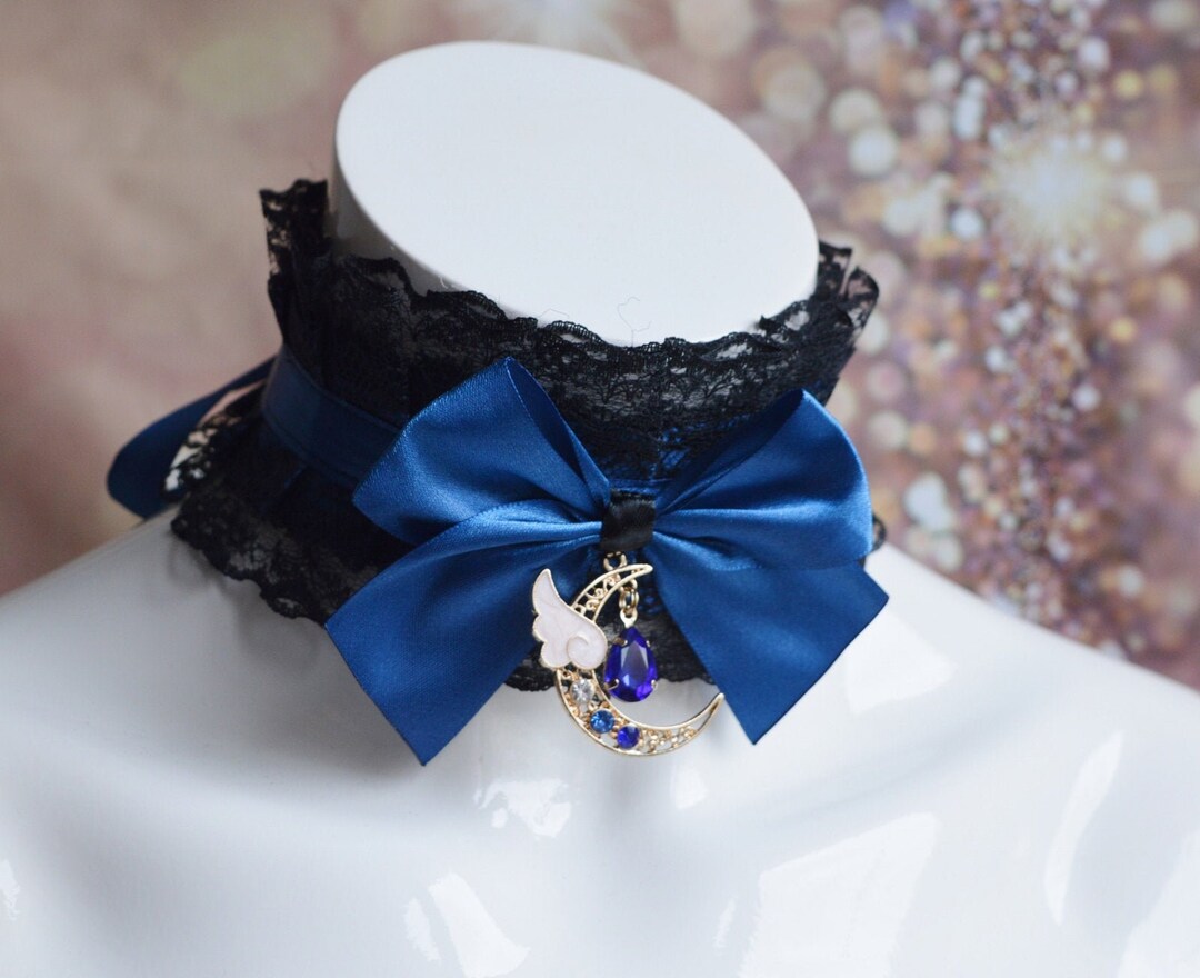 Made to Order Gothic Collar Dark Moon Blue Lace Kitten - Etsy