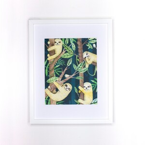 Sloth, Sloth wall art, jungle theme, wall art, nursery wall art