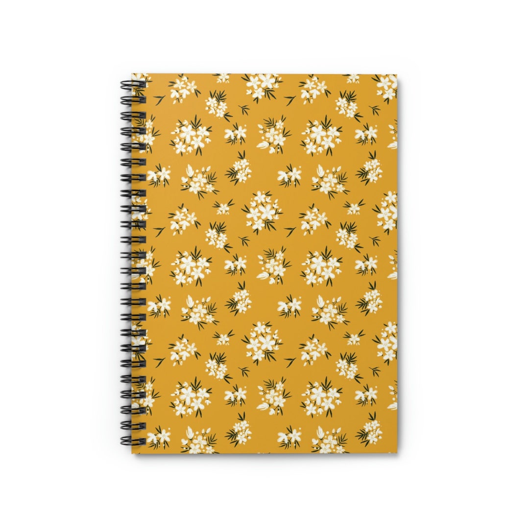 Yellow Floret Spiral Notebook - Ruled Line - Etsy