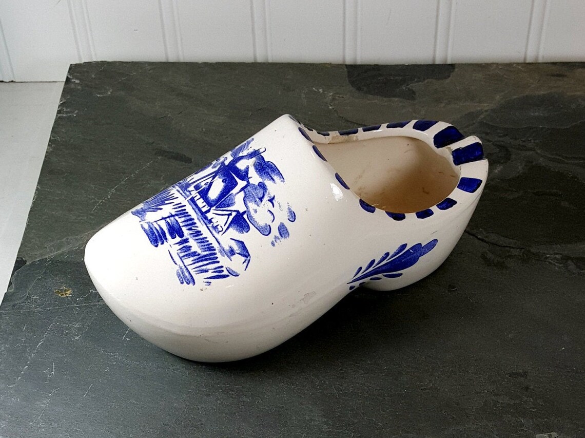 Ceramic Dutch Shoe Blue and White Dutch Clog Delft Style Etsy