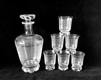 Juego de decantador y vasos de cristal para aperitivo