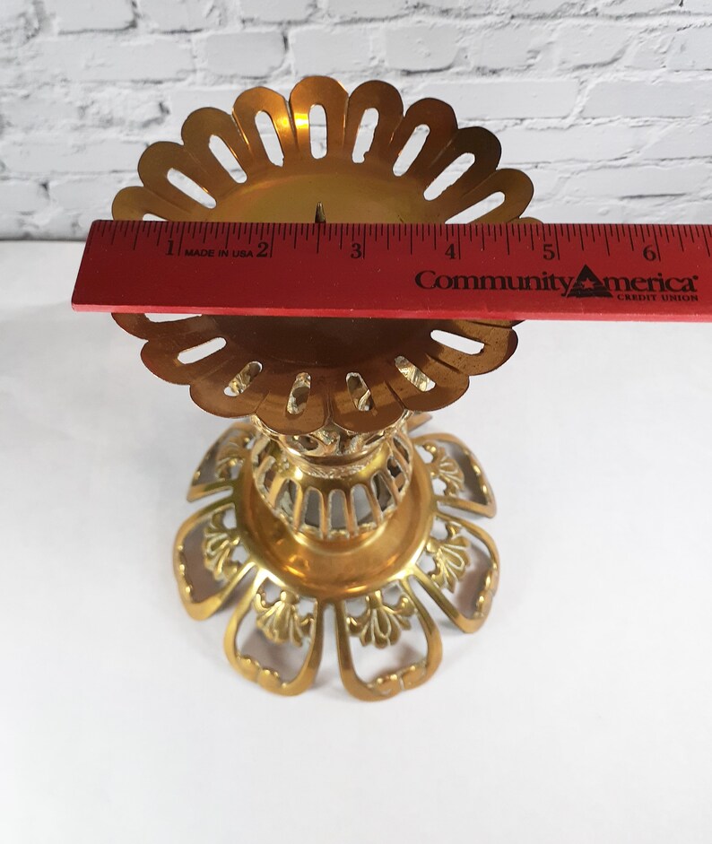 Large Gold Ornate Candleholder, Centerpiece Brass Candlestick Holder