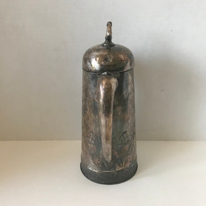 9.5 Tall Antique Silver Water Pitcher Flip Top Lid Etsy