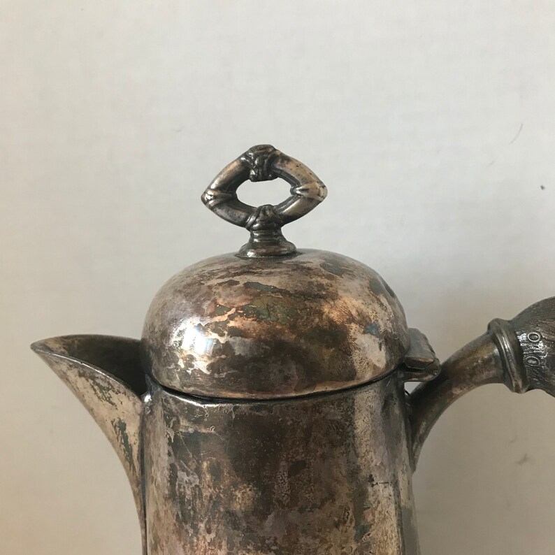 9.5 Tall Antique Silver Water Pitcher Flip Top Lid Etsy