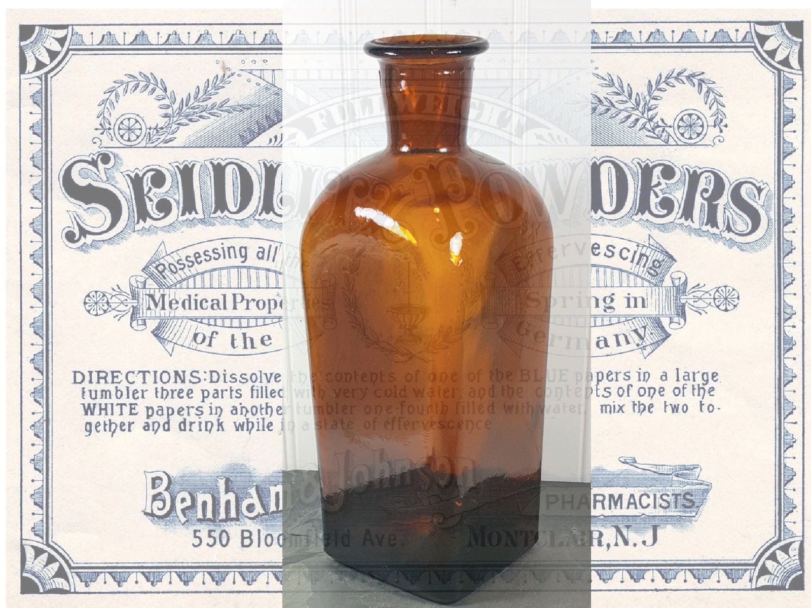 Large Apothecary Bottle Antique Brown Glass Pharmacy Bottle Etsy