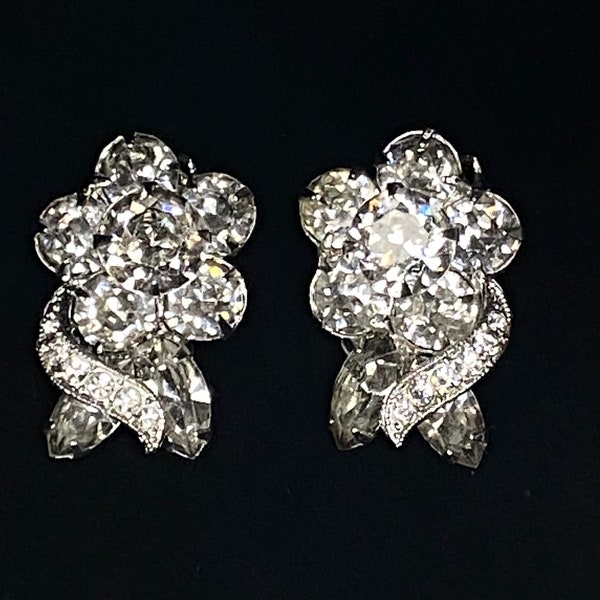 Vintage Eisenberg Earrings Eisenberg Clip Earrings Wedding Jewelry Collectible Jewelry Cut Swarovski Crystals Heirloom Jewelry