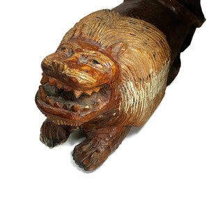 Primitive Folk Art Carved Lion, Large 20&quot; Wood Sculpture
