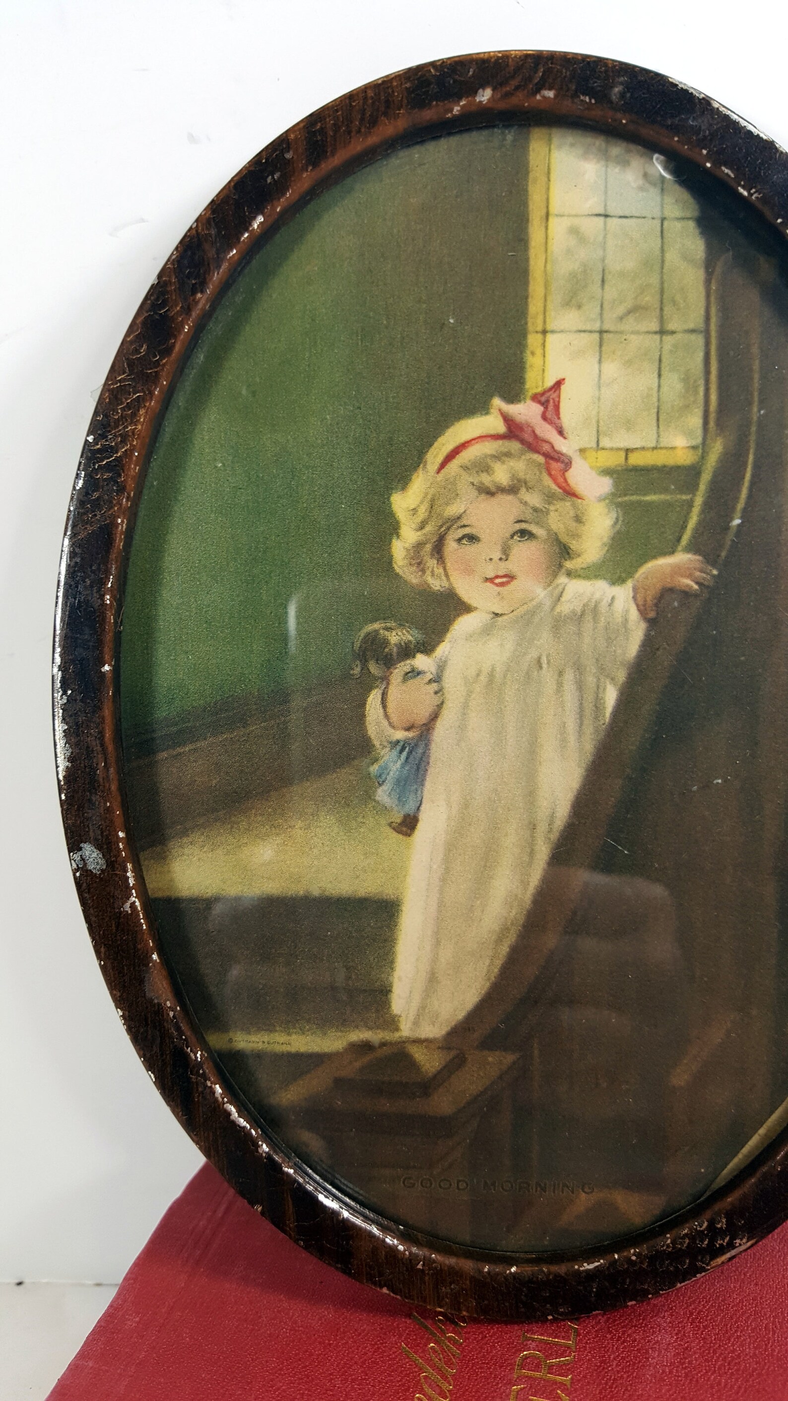 Antique Framed Art Little Girl Small Oval Picture Vintage Etsy
