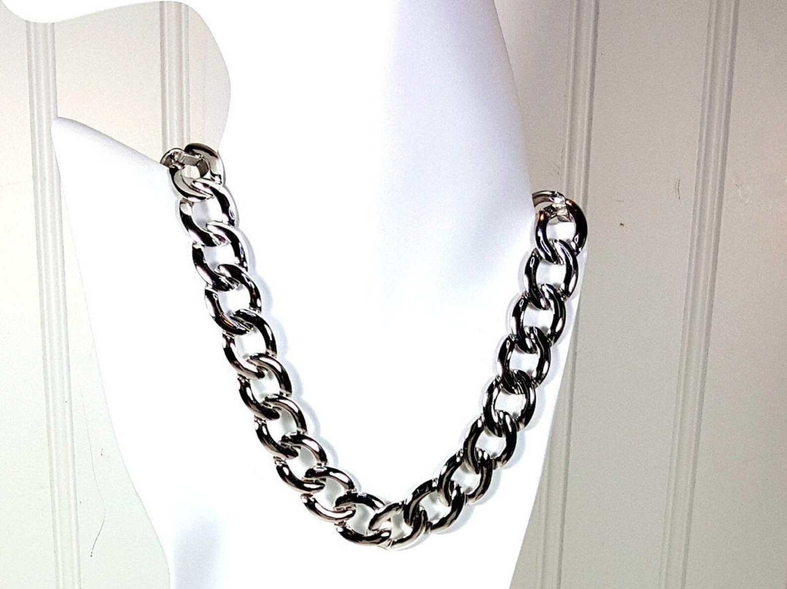 Napier Silver Necklace 16 Vintage Jewelry Wide Link Etsy
