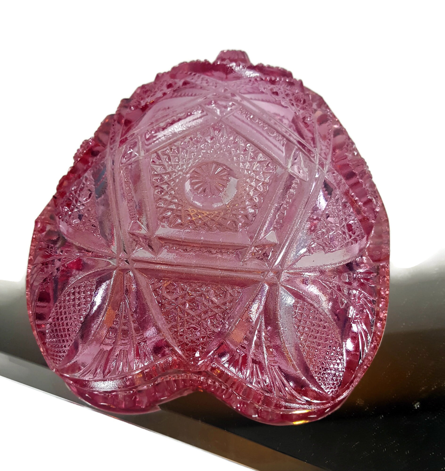 Vintage Pink Glass Dish Pressed Glass Candy Dish Collectible Etsy