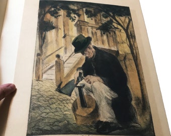 RARE Etching Vintage Art 1920's Bela Sziklay Hand Colored Listed Artist Previously Unseen Original Art Hand Signed With Notations 8.5"x12"