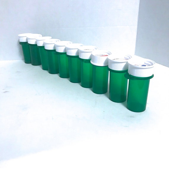 10 Empty Prescription Bottles Empty Medicine Bottles 3x1.25 Green