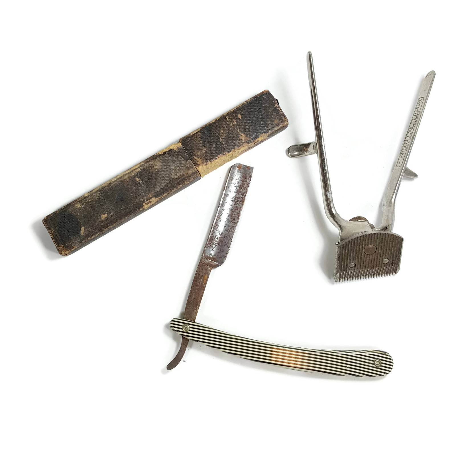 Vintage Barber Tools Antique Straightedge Razor And Hair Etsy