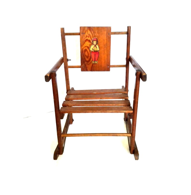 15 Toy Rocking Chair Doll Wooden Rocker 1940s Vintage Furniture For Life Size Baby Collector