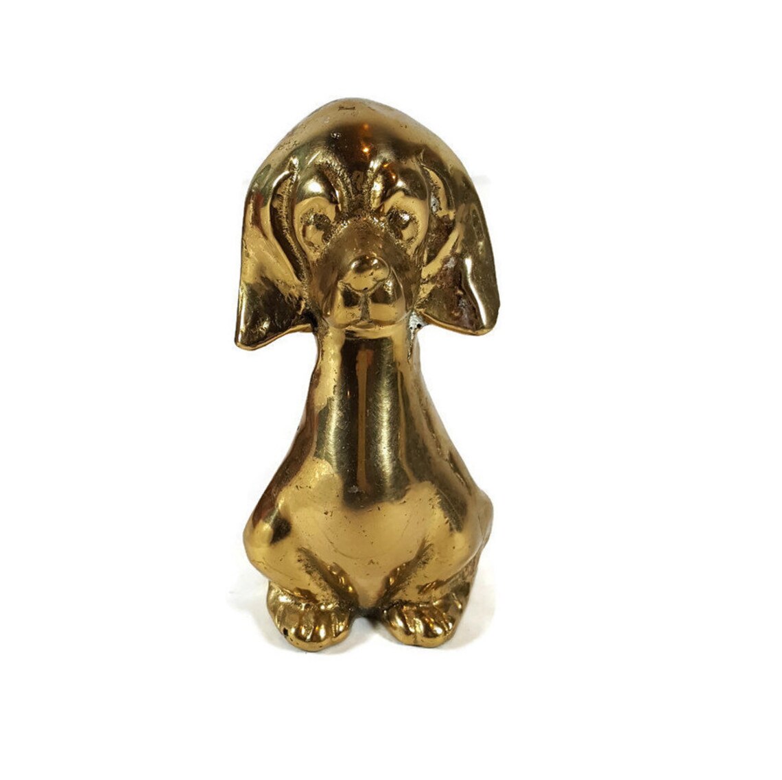 Brass Hound Dog Paperweight Figurine Vintage Mid Century Etsy