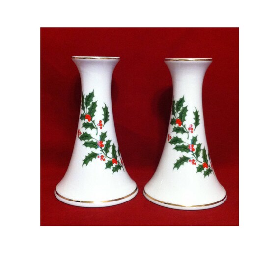 Lenox Christmas Candle Holders Pair Lenox Porcelain Etsy