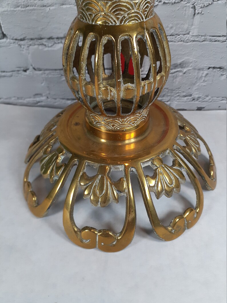 Large Gold Ornate Candleholder, Centerpiece Brass Candlestick Holder