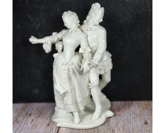 Antique German Figurine, Nymphenburg White Porcelain Dancers Blanc de Chine Style, Vintage Figurine, Antique Wedding Gift Idea