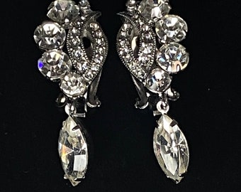 Vintage Eisenberg Earrings Eisenberg Dangle Earrings Eisenberg Clip On Rhinestone Earrings Wedding Jewelry Vintage Rhinetsone Earrings Clip