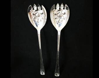 Silver Salad Server Set 1970s Serving Fork Set Vintage Sheffield England  Wedding Buffet Salad Serving Pair