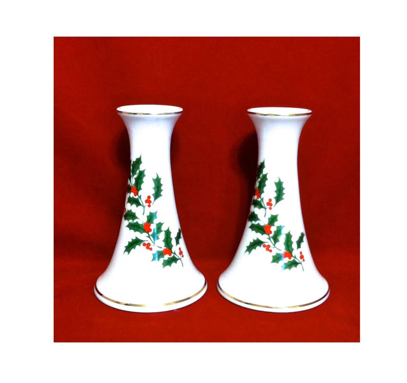 Lenox Christmas Candle Holders Pair Lenox Porcelain Etsy