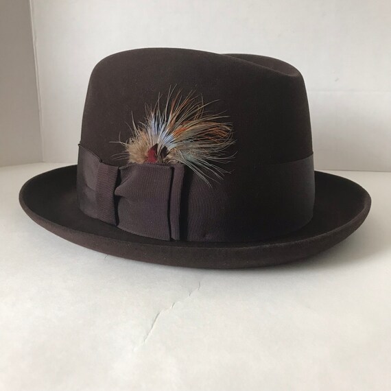 Vintage Chruchill Fedora Hat 7 3/8 In Original Box