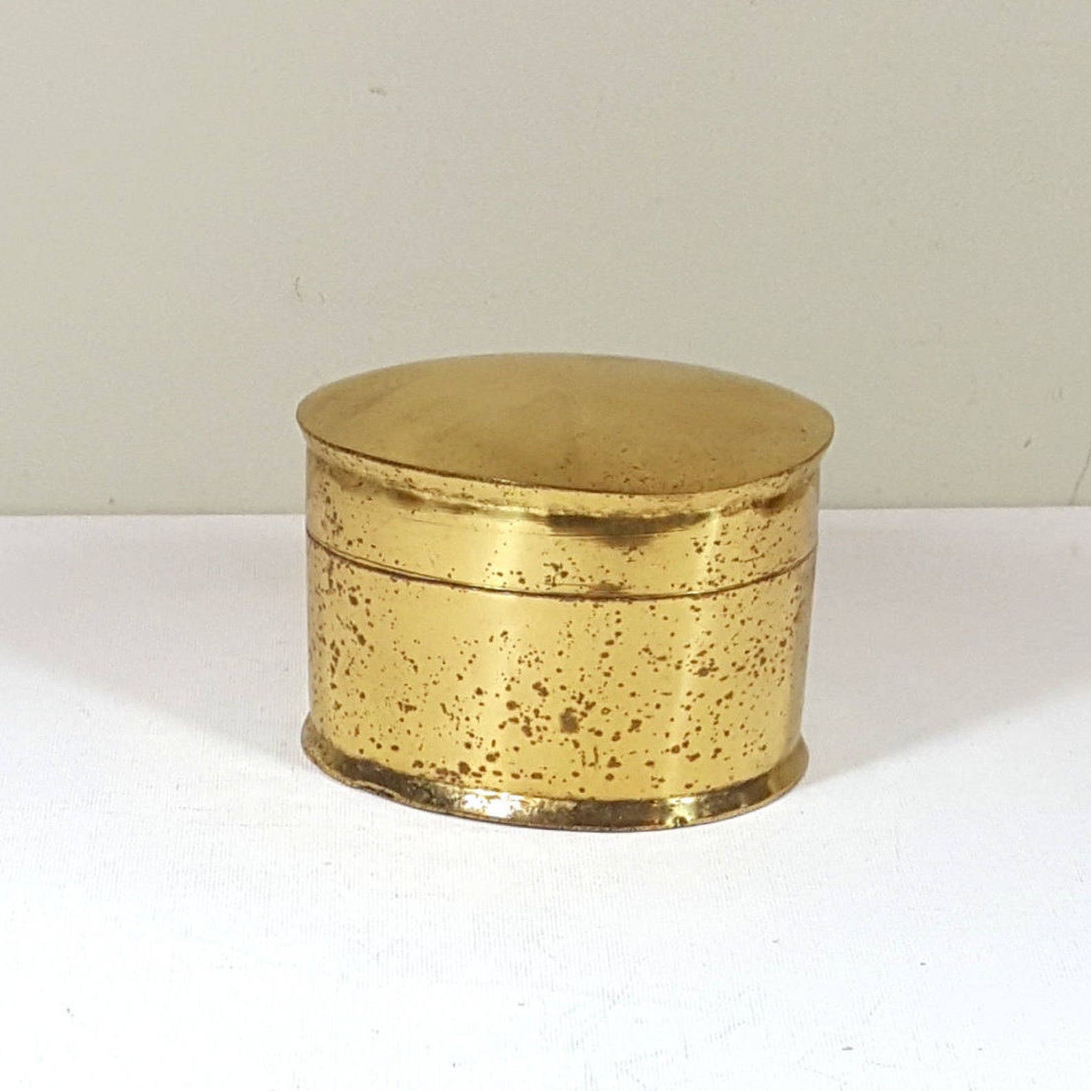 Vintage Brass Tin With Hinged Lid Decorative Brass Can Etsy