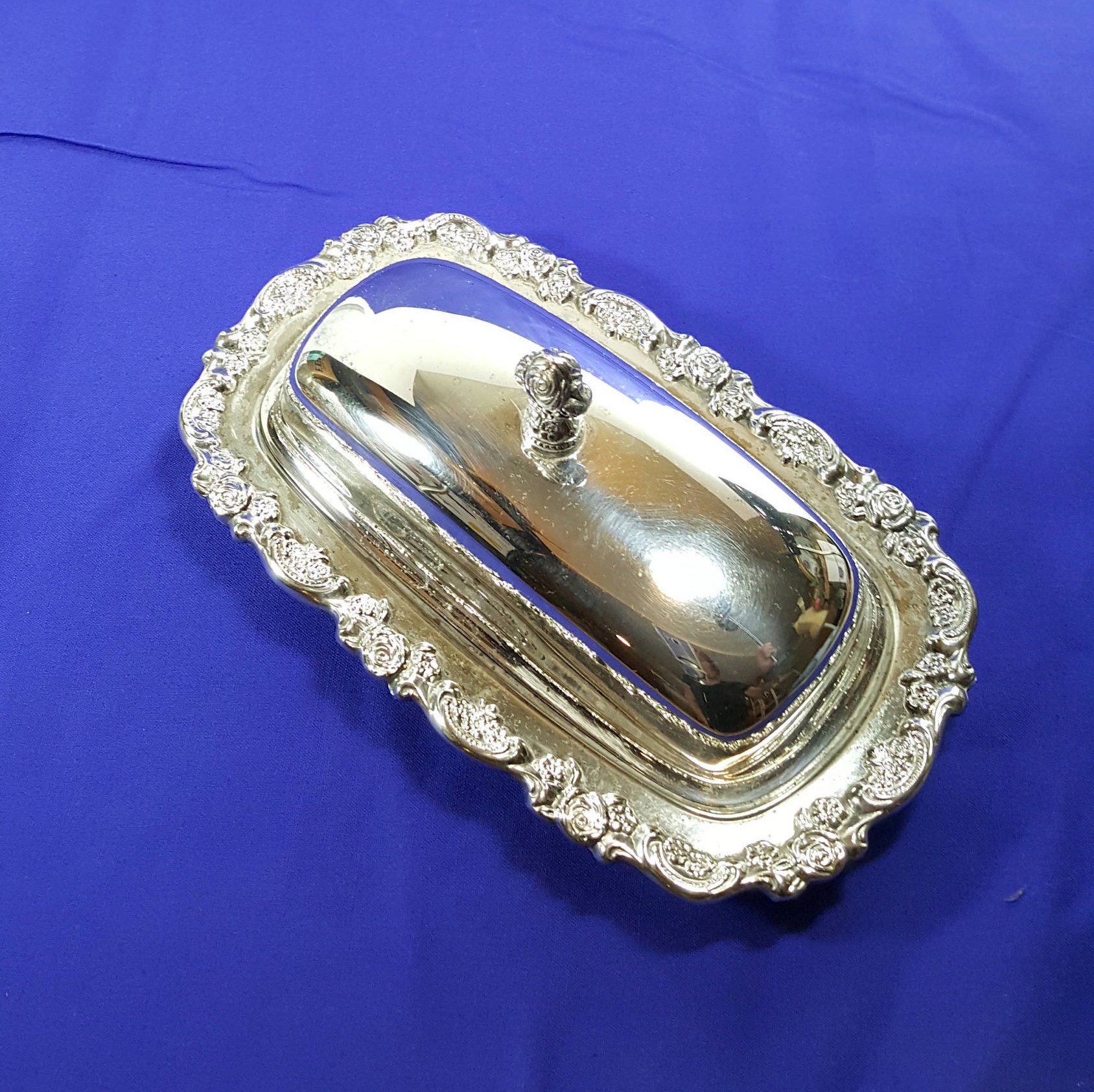 SILVER BUTTER DISH Vintage 3 Pc Silver Plated Ornate Butter Etsy